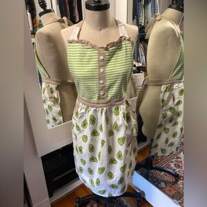 Green and White Striped Avocado Apron
